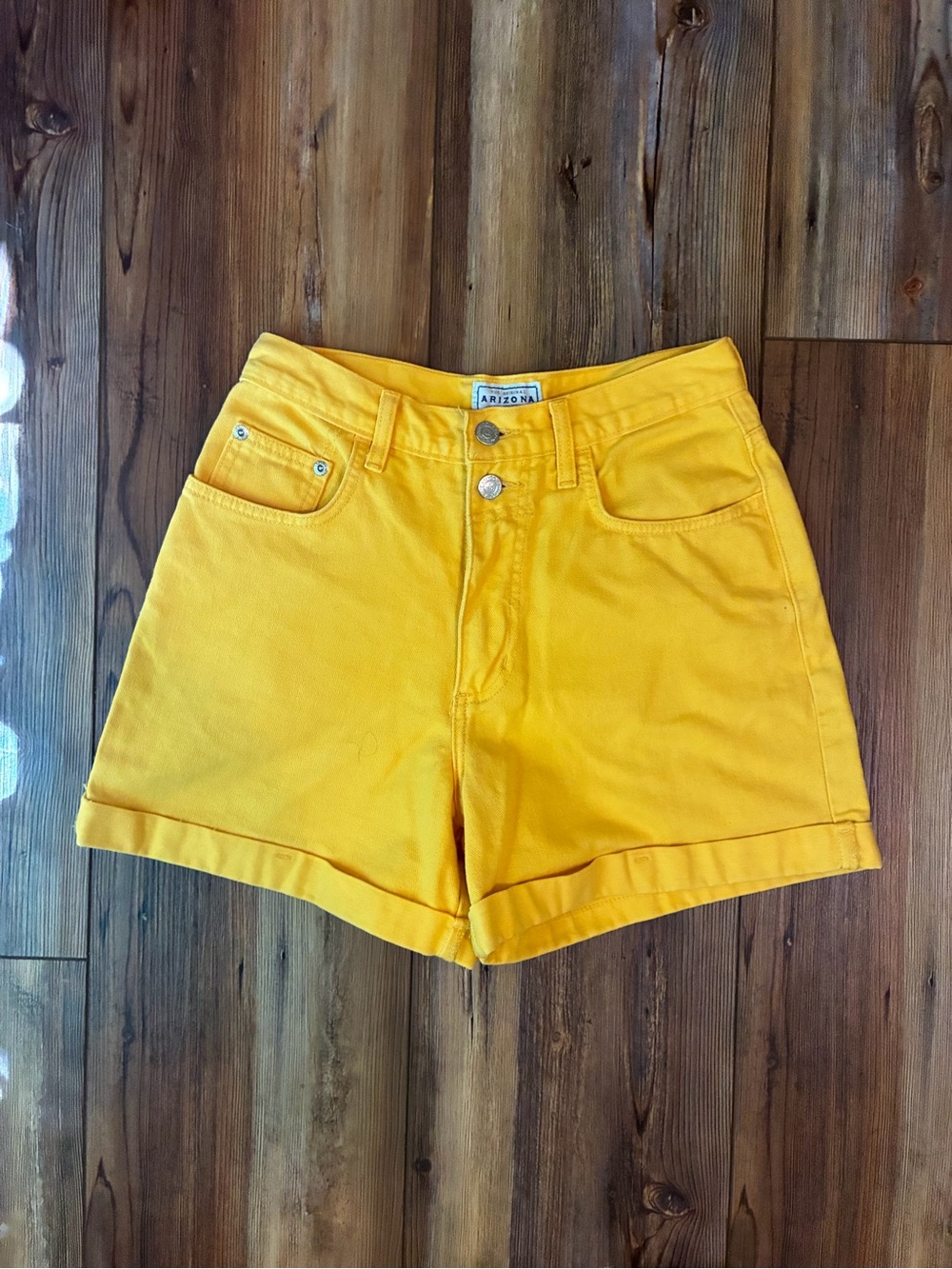 Arizona Jean Company Bright Yellow High-Rise Denim Shorts